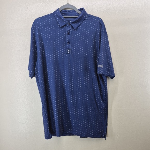 Bogey Bros Polo Shirt Men's Large Big Numbers Navy Performance Golf - Picture 3 of 9